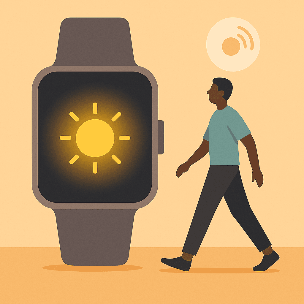 UV guidance card showing current UV level and suggested protective steps